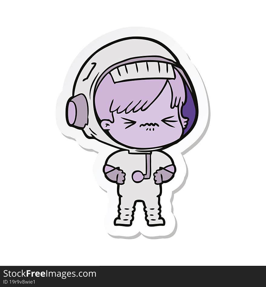 sticker of a angry cartoon space girl