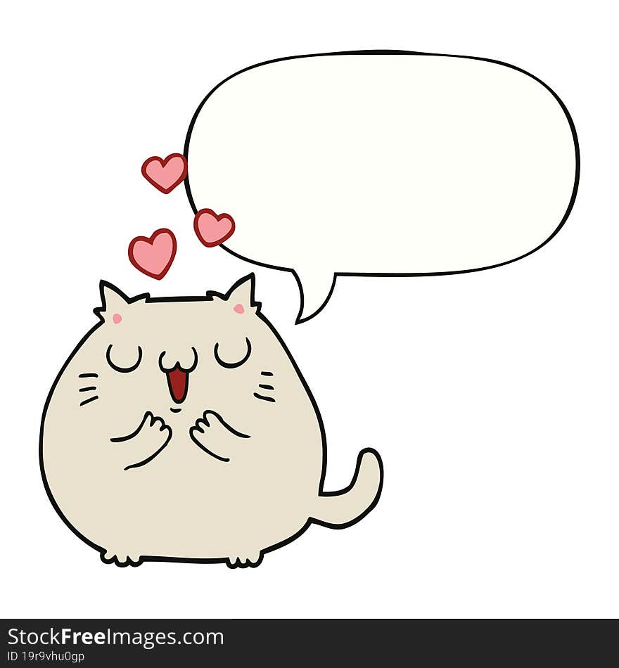 cute cartoon cat in love and speech bubble