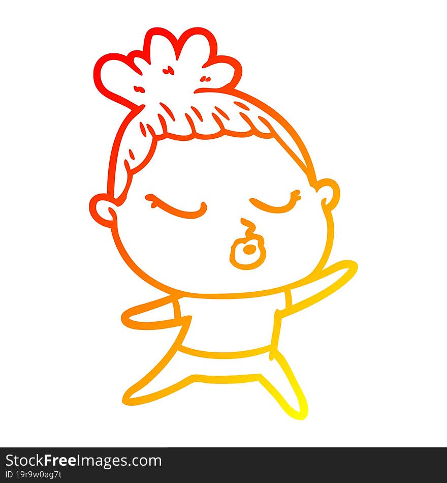 warm gradient line drawing cartoon calm woman