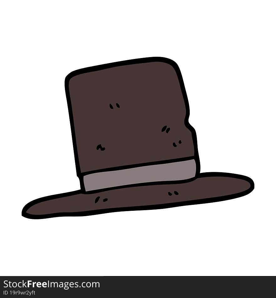 hand drawn doodle style cartoon top hat