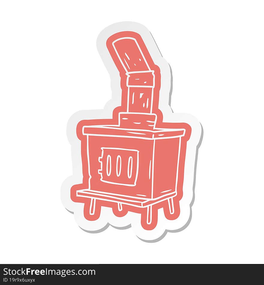 Cartoon Sticker Of A House Furnace