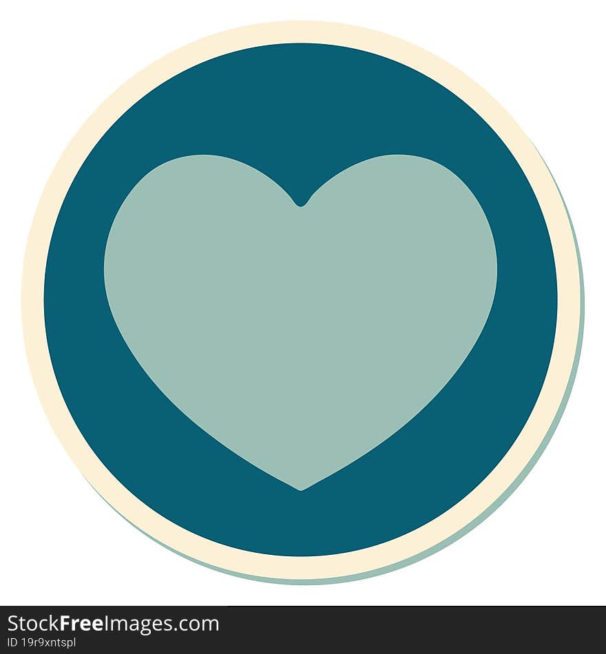 sticker of tattoo in traditional style of a heart. sticker of tattoo in traditional style of a heart