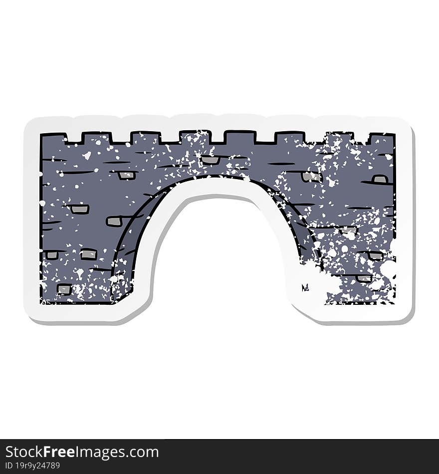 distressed sticker cartoon doodle of a stone bridge