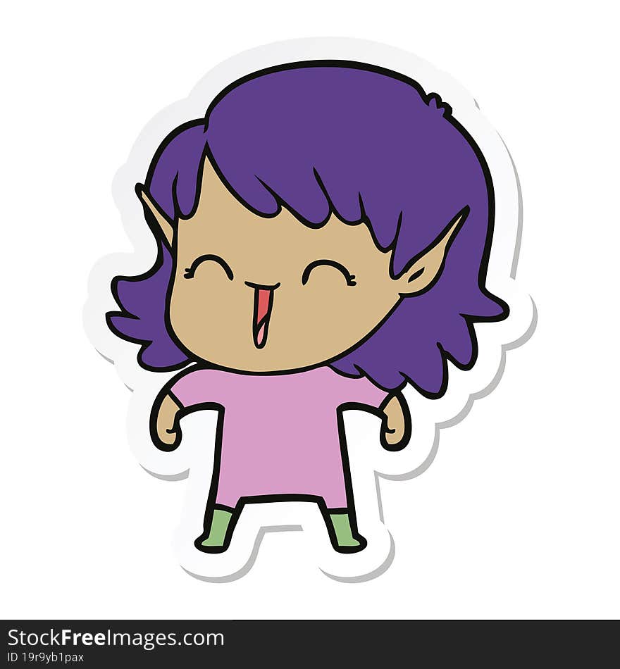 sticker of a cartoon elf girl