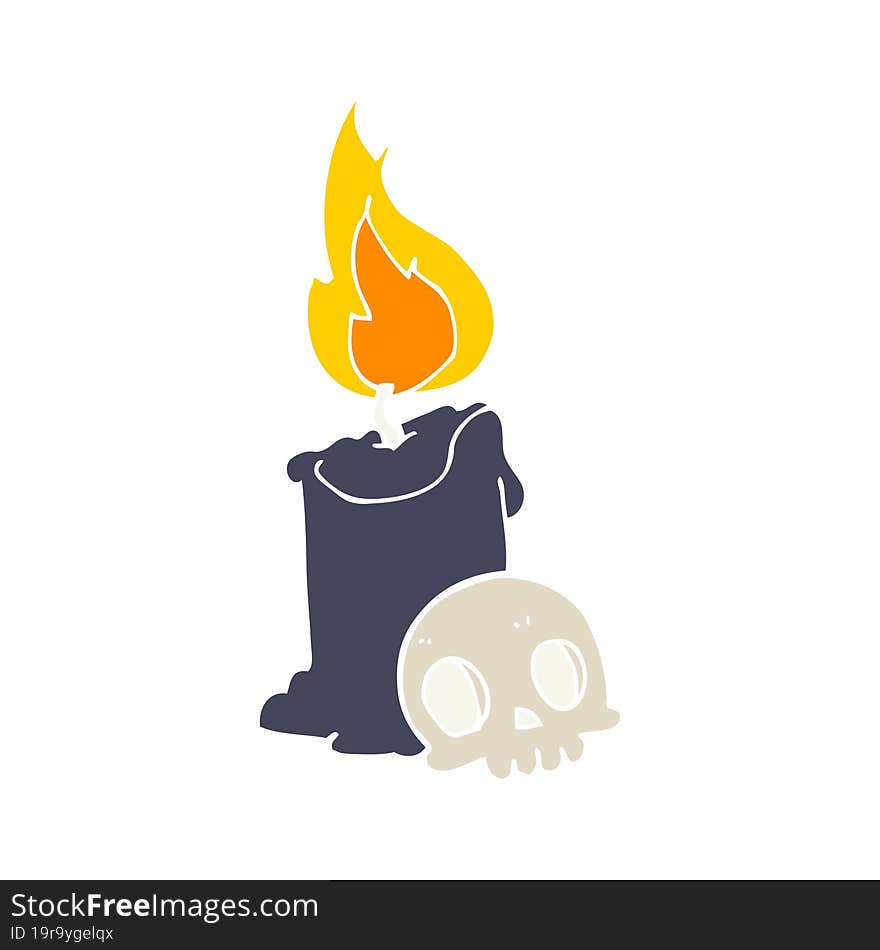 flat color style cartoon skull and candle