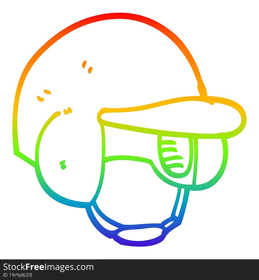 rainbow gradient line drawing cartoon baseball helmet