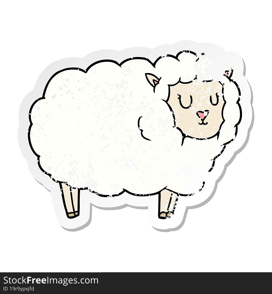 Distressed Sticker Of A Cartoon Sheep