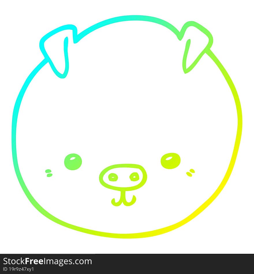 cold gradient line drawing cartoon pig