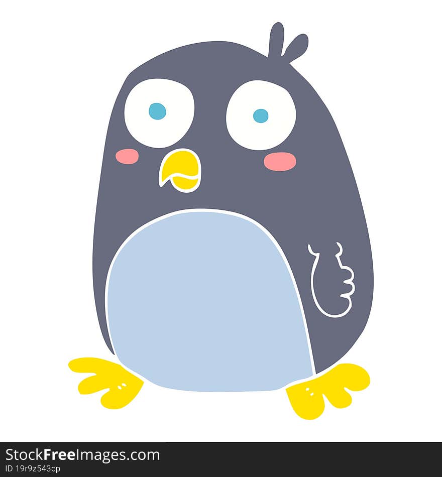 flat color illustration of a cartoon penguin