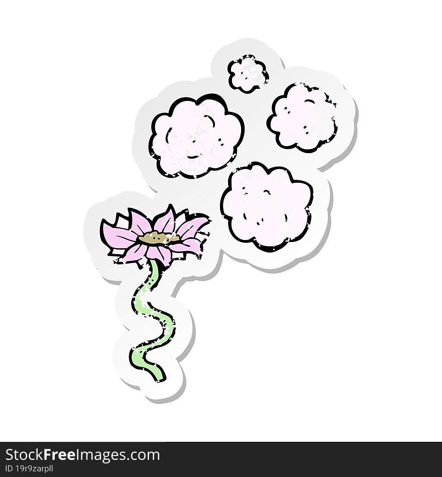 retro distressed sticker of a cartoon flower