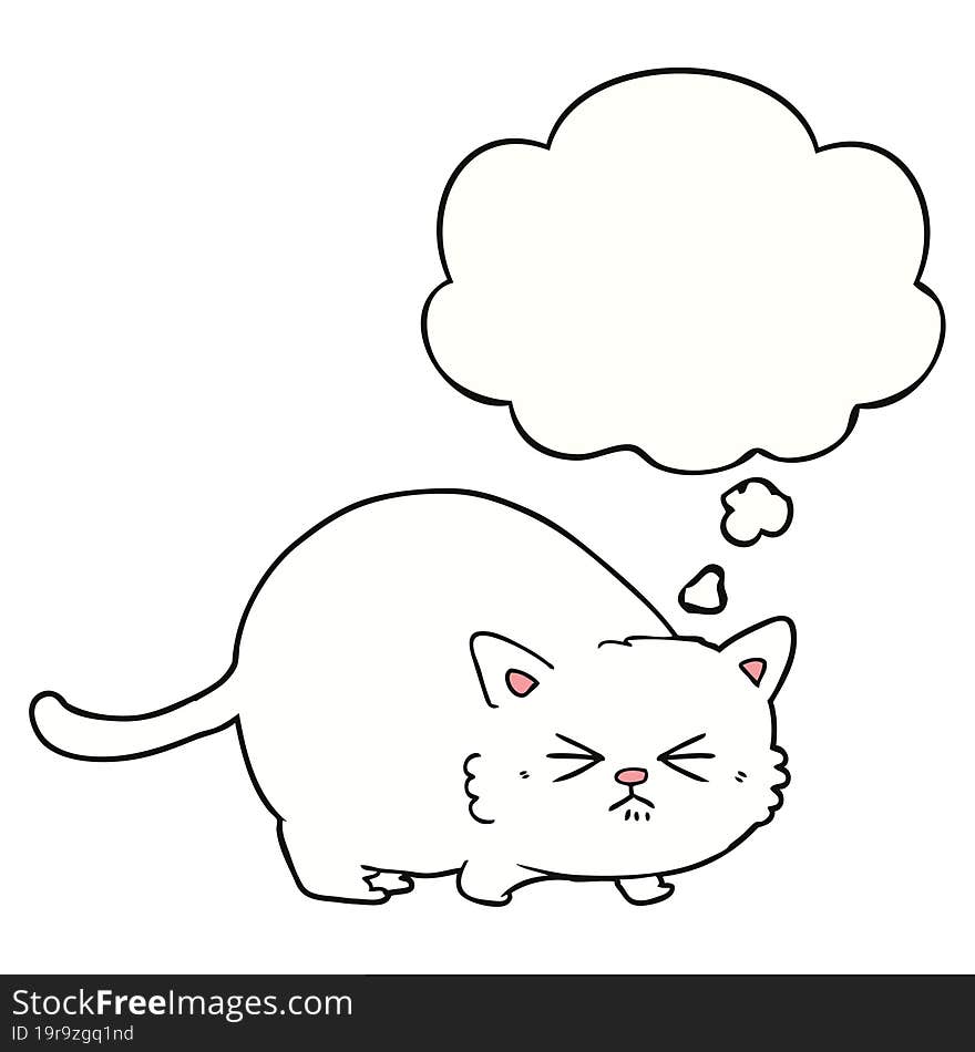 cartoon angry cat with thought bubble. cartoon angry cat with thought bubble