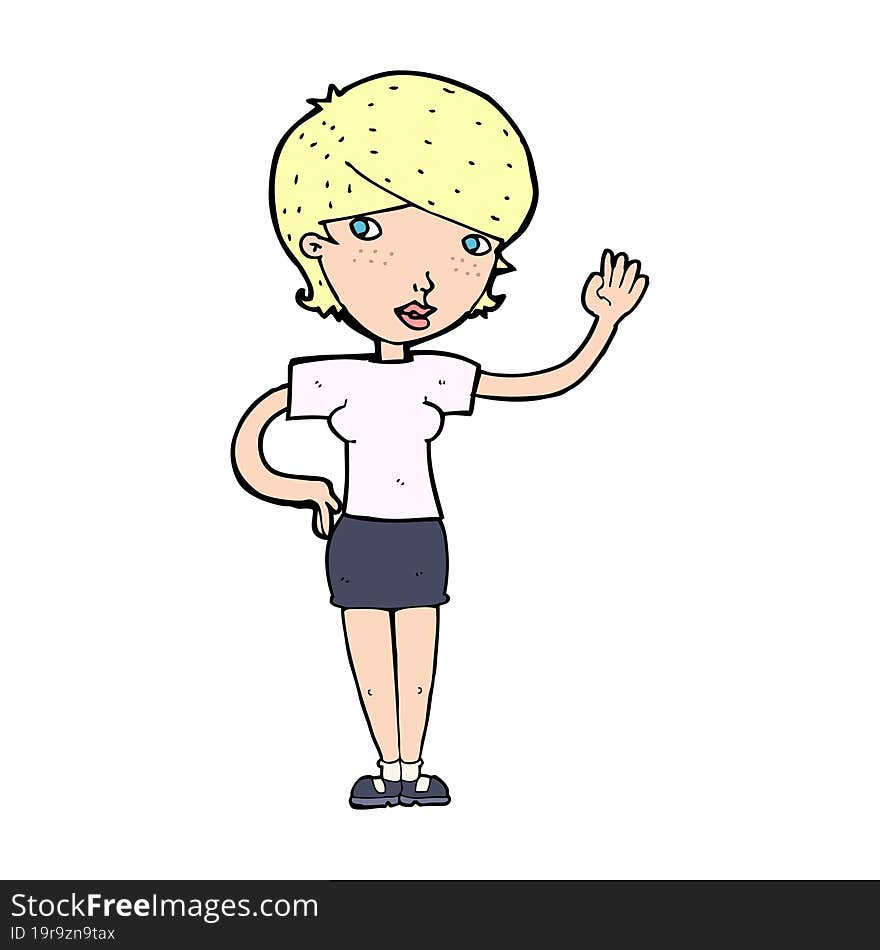 cartoon woman waving