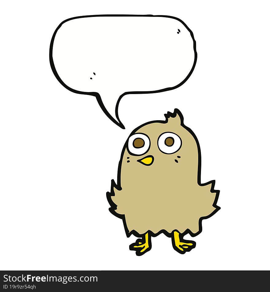 Funny Cartoon Bird With Speech Bubble