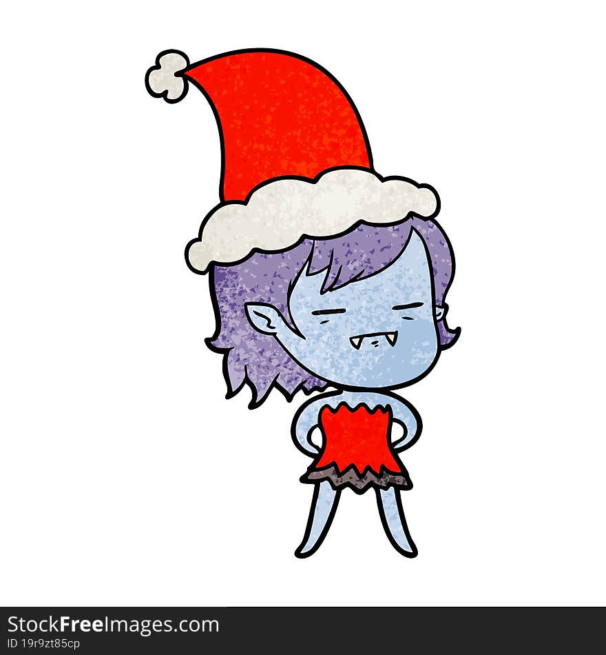 textured cartoon of a undead vampire girl wearing santa hat