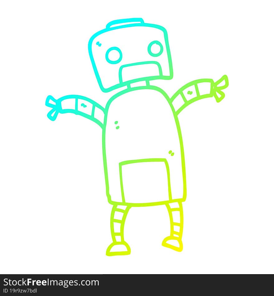 cold gradient line drawing cartoon robot dancing