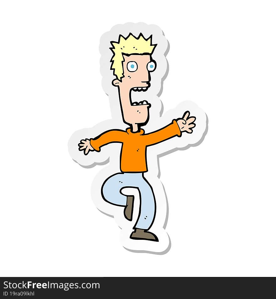 sticker of a cartoon shrieking man