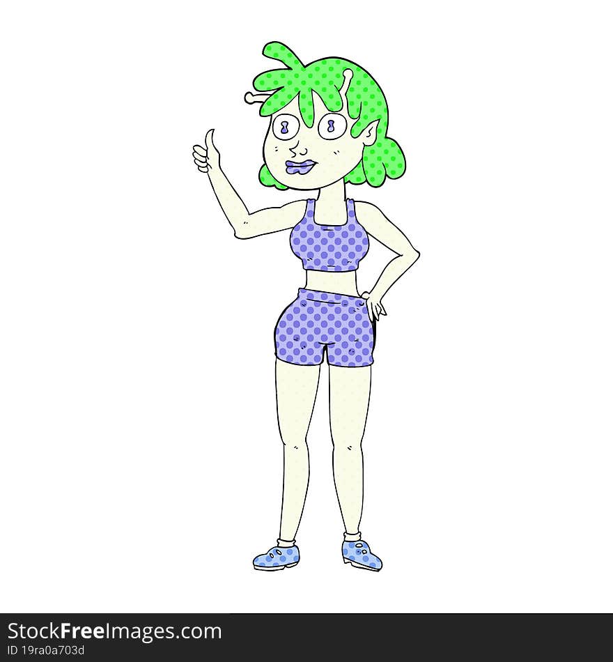 cartoon alien gym girl