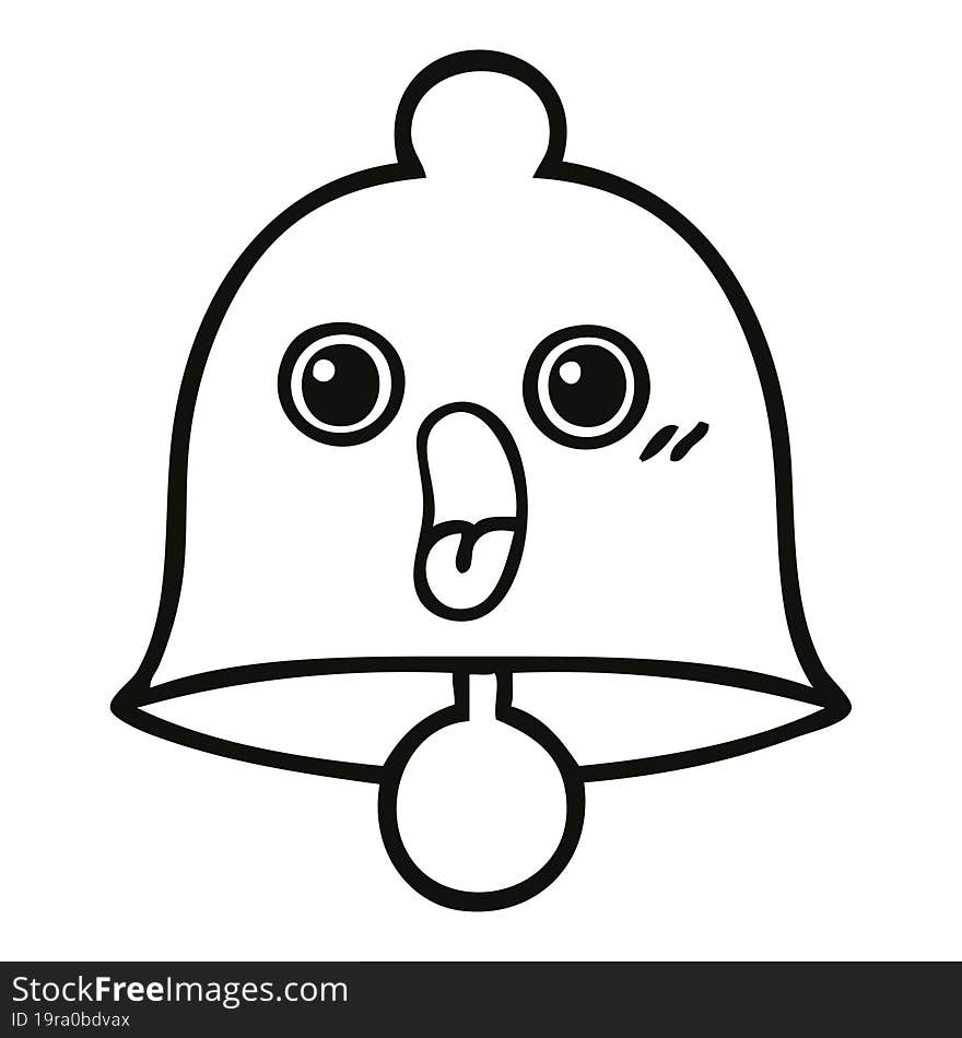 line drawing cartoon of a bell. line drawing cartoon of a bell