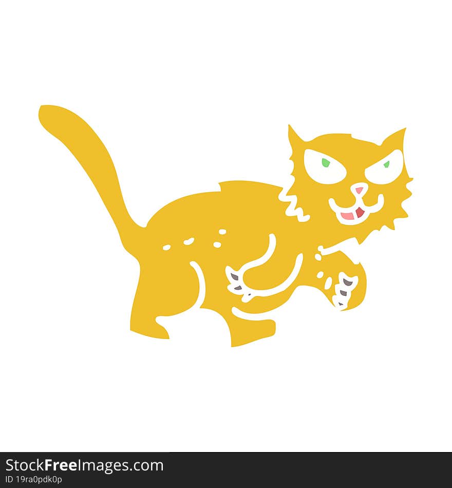 flat color illustration of cat. flat color illustration of cat