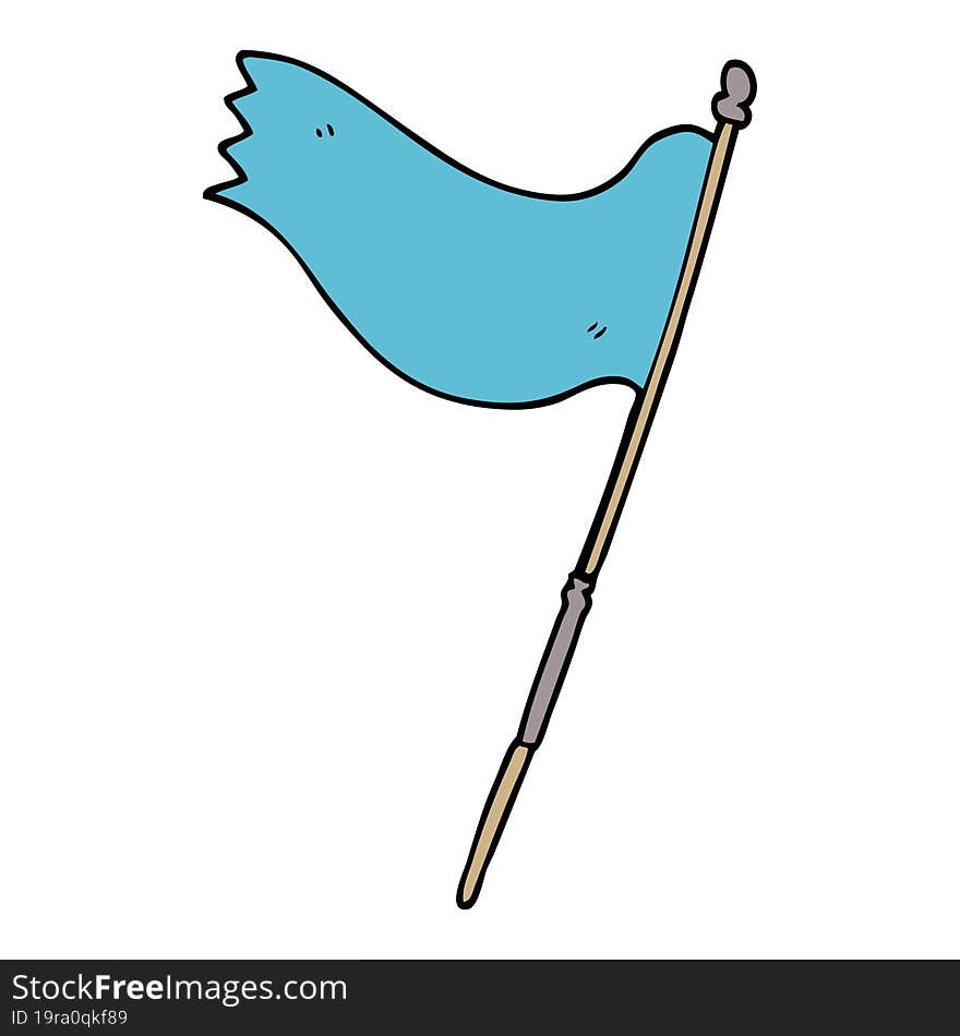 Cartoon Doodle Of A Blue Flag