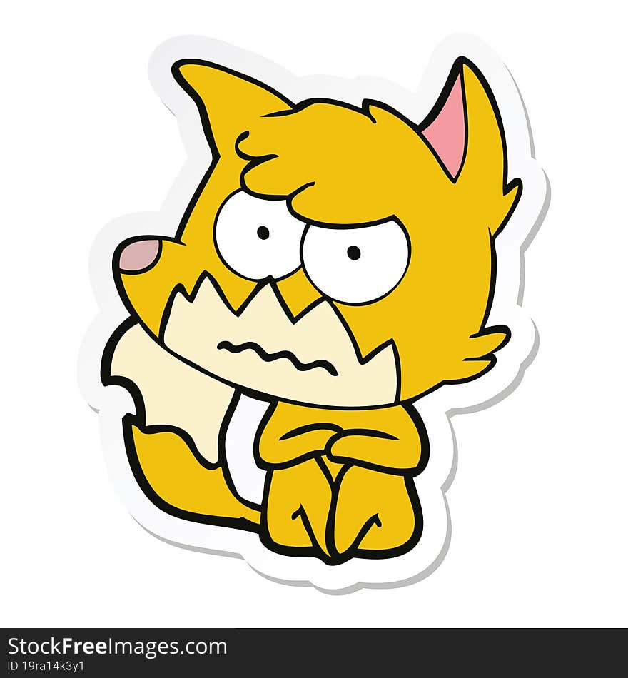 sticker of a cartoon annoyed fox