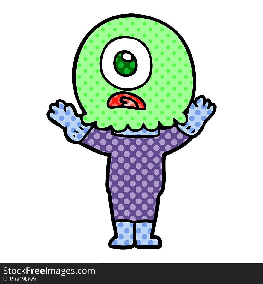 cartoon cyclops alien spaceman. cartoon cyclops alien spaceman