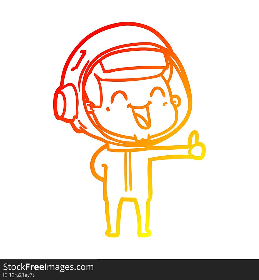 warm gradient line drawing of a happy cartoon astronaut