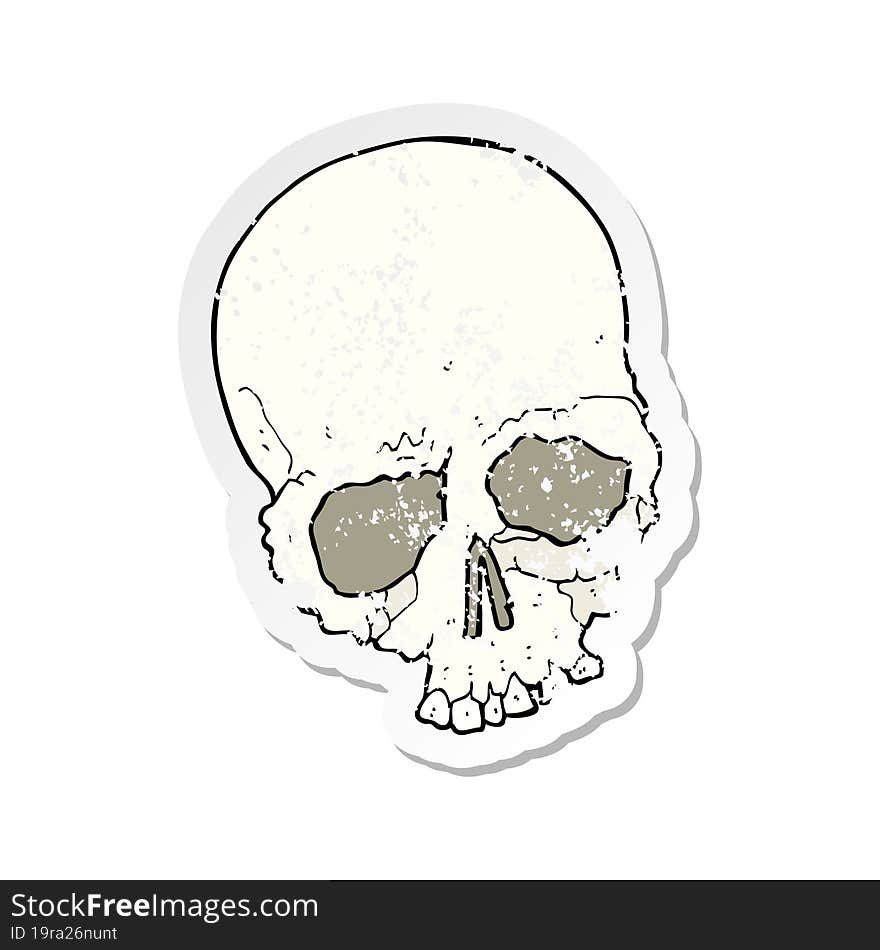 Retro Distressed Sticker Of A Cartoon Spooky Old Skull