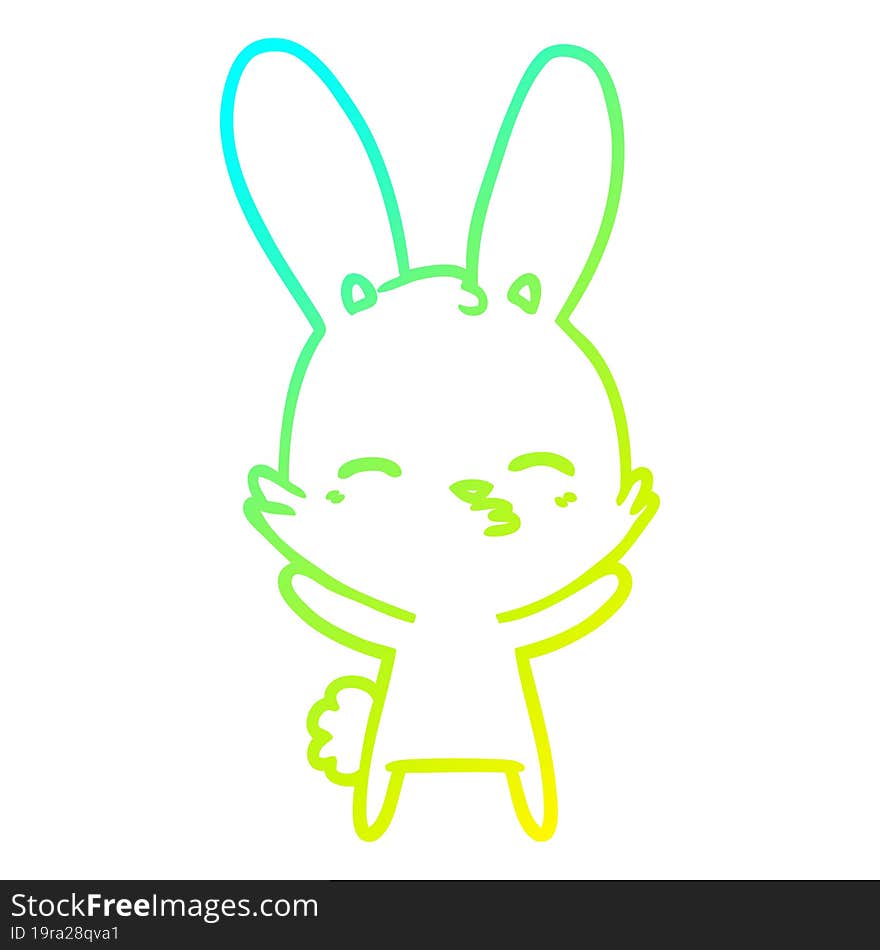 Cold Gradient Line Drawing Curious Bunny Cartoon