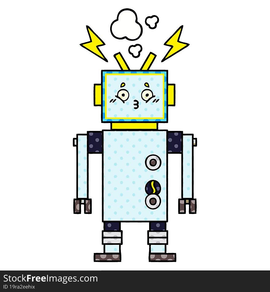 Comic Book Style Cartoon Robot