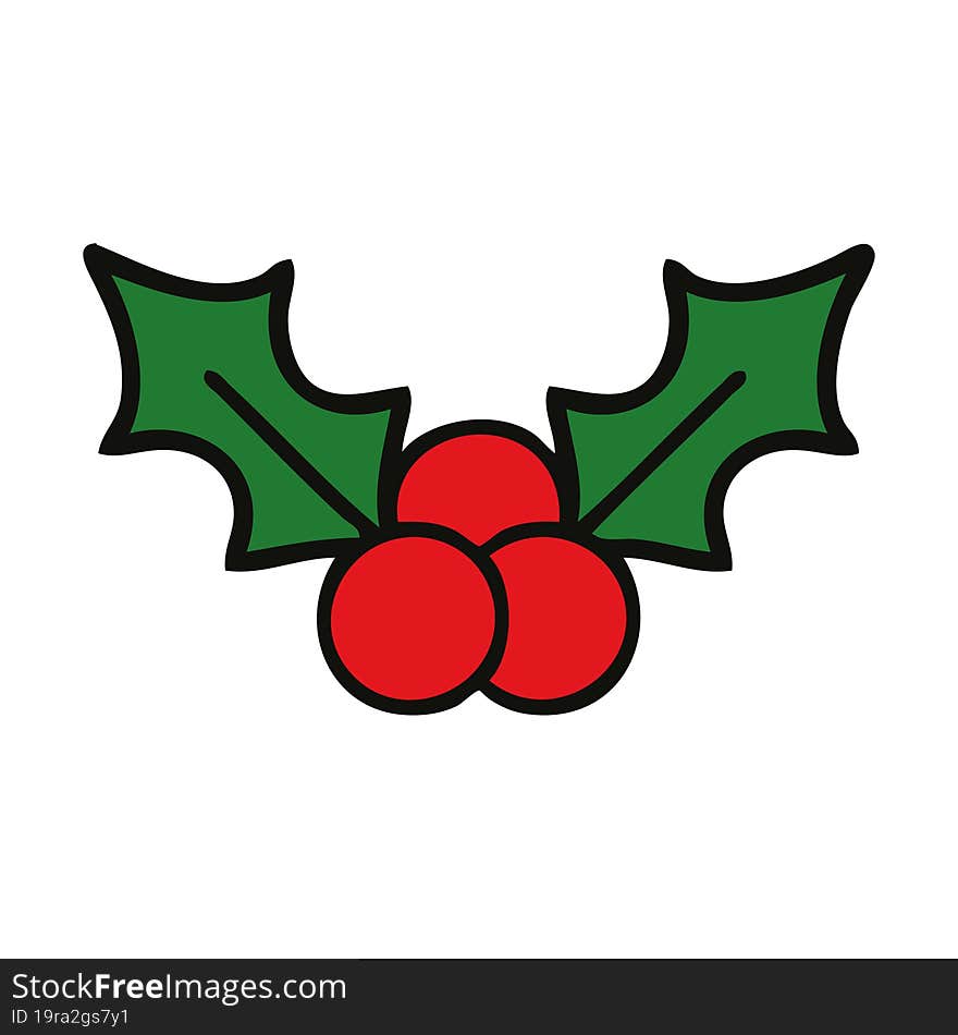 Cute Cartoon Christmas Holly