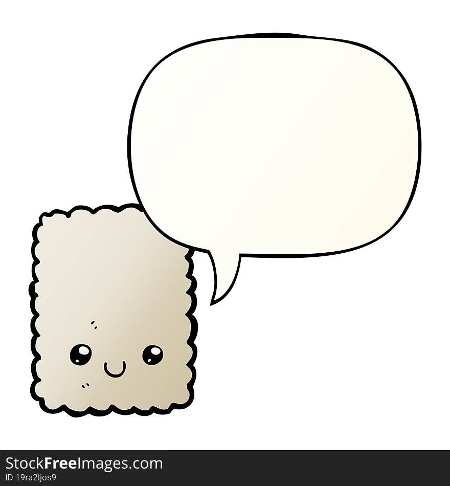 Cartoon Biscuit And Speech Bubble In Smooth Gradient Style