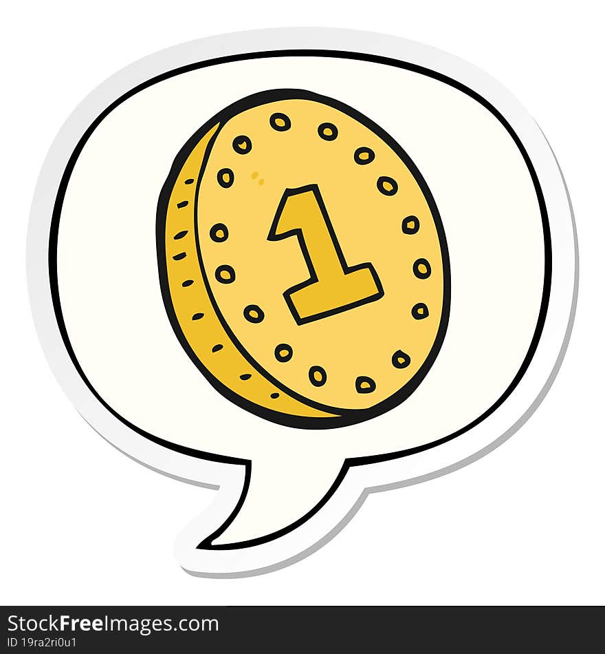 cartoon coin and speech bubble sticker