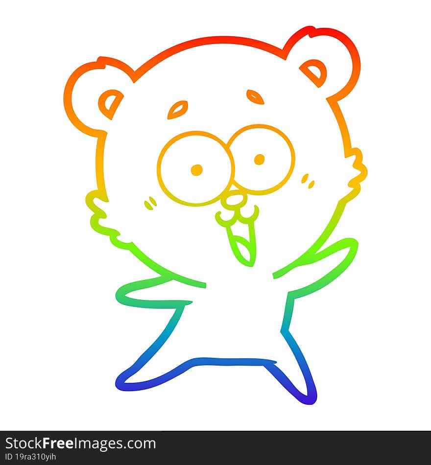 rainbow gradient line drawing of a laughing teddy  bear cartoon