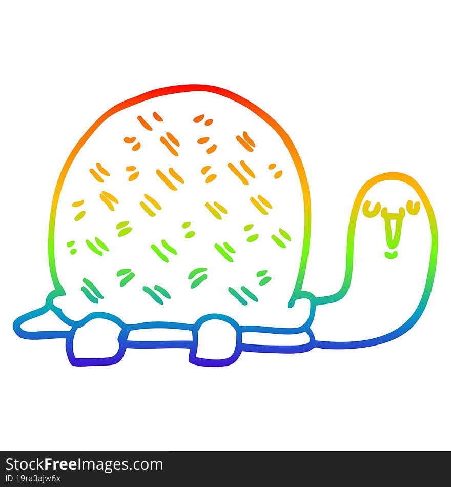 rainbow gradient line drawing cute cartoon turtle