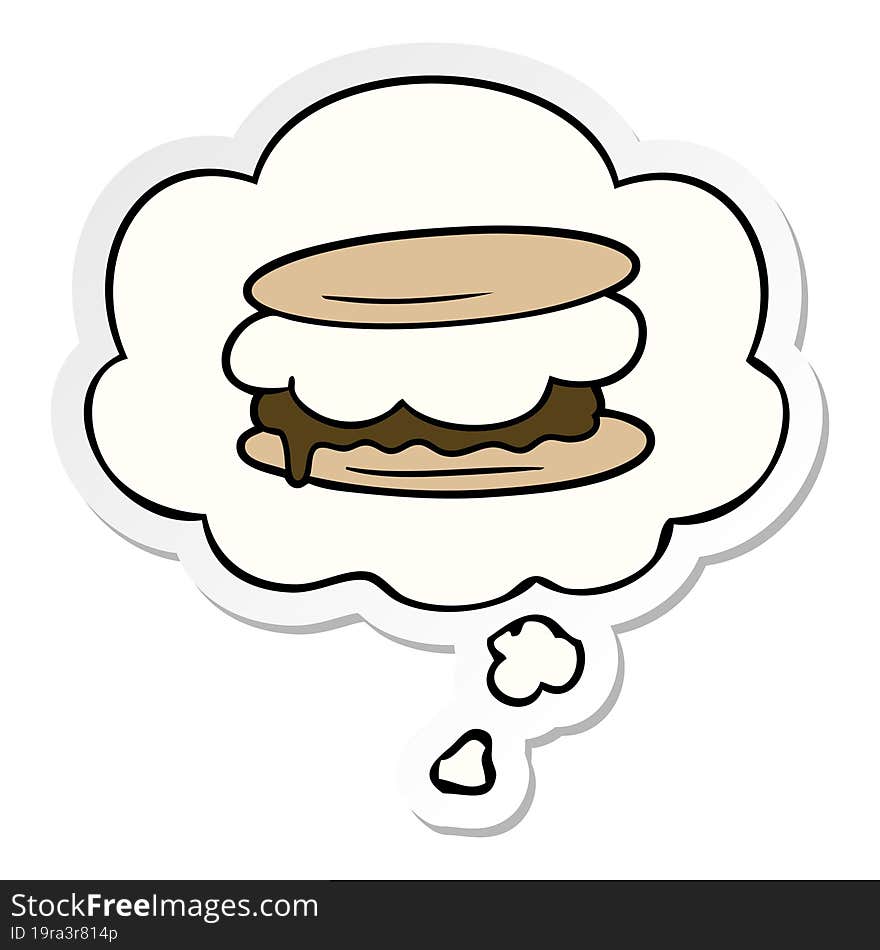 smore cartoon and thought bubble as a printed sticker