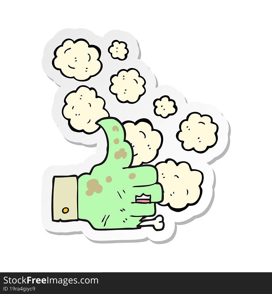 sticker of a cartoon zombie hand