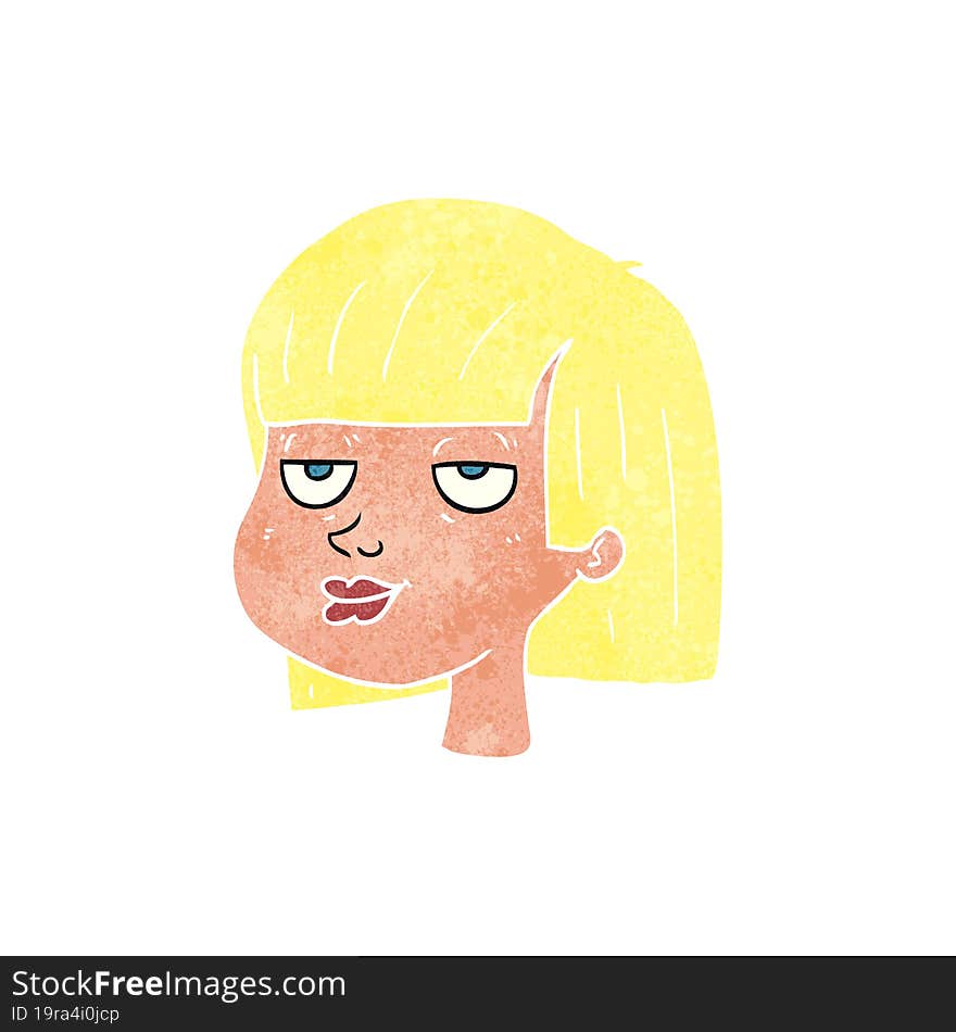 freehand retro cartoon female face