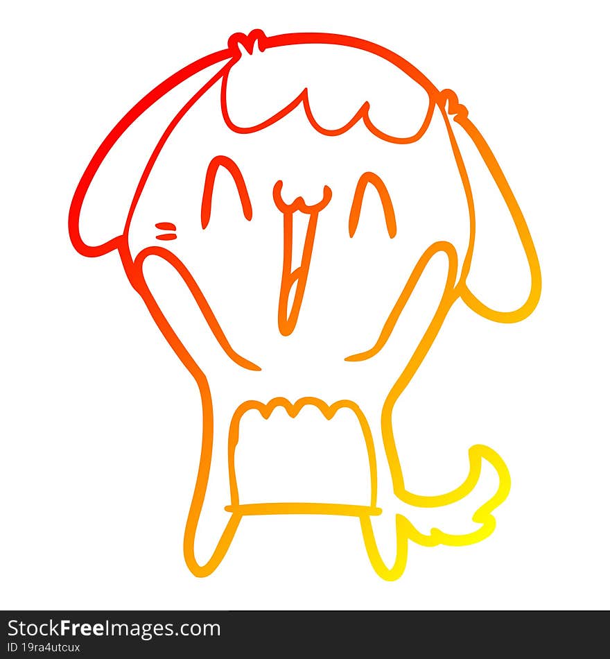 Warm Gradient Line Drawing Cute Cartoon Dog