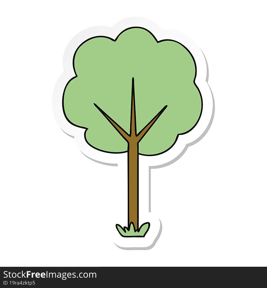 sticker of a quirky hand drawn cartoon tree