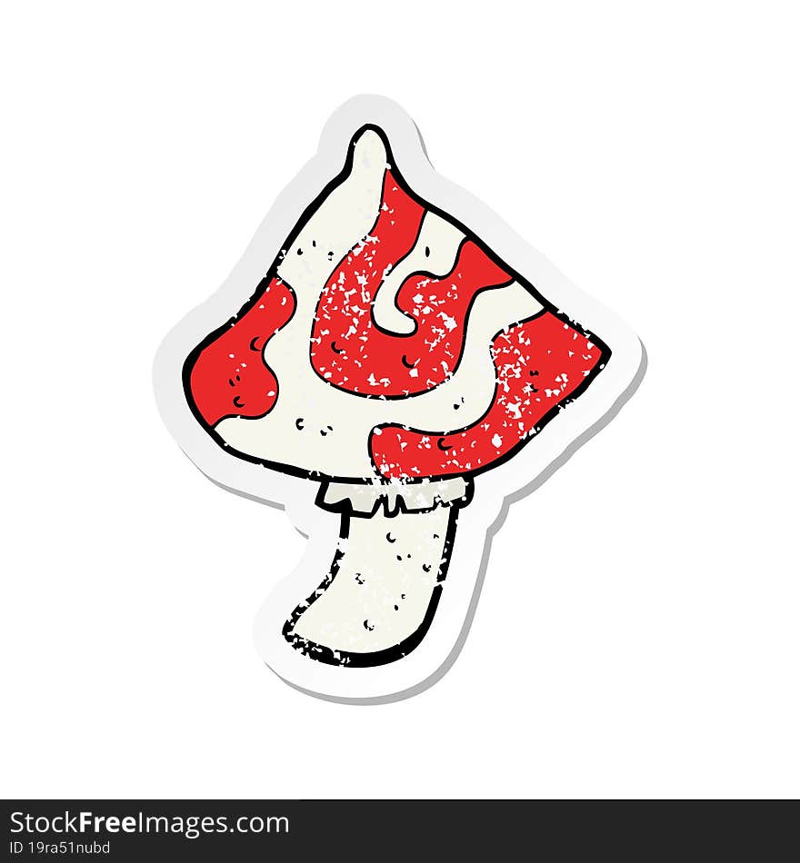 retro distressed sticker of a cartoon toadstool