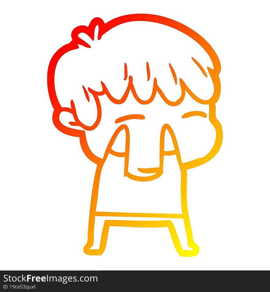 warm gradient line drawing cartoon curious boy