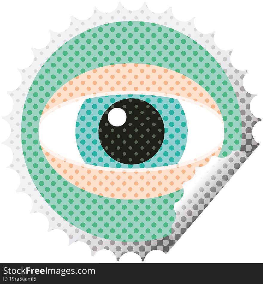 staring eye graphic vector illustration round sticker stamp. staring eye graphic vector illustration round sticker stamp