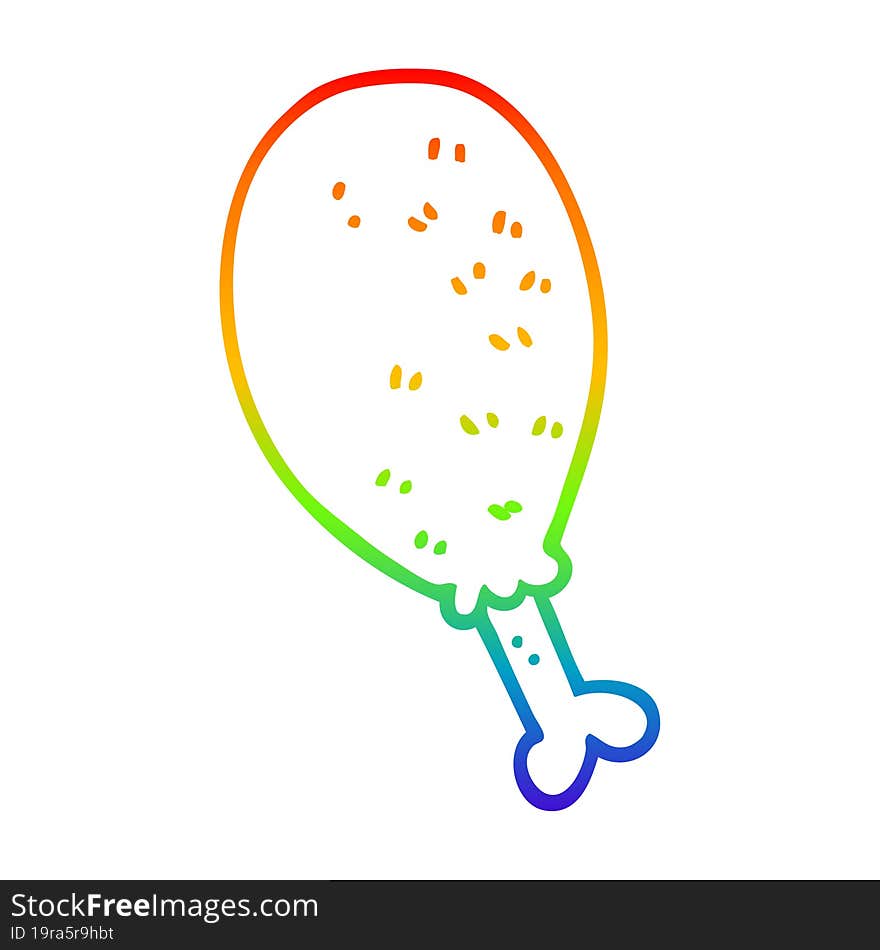 Rainbow Gradient Line Drawing Cartoon Cooked Chicken Leg