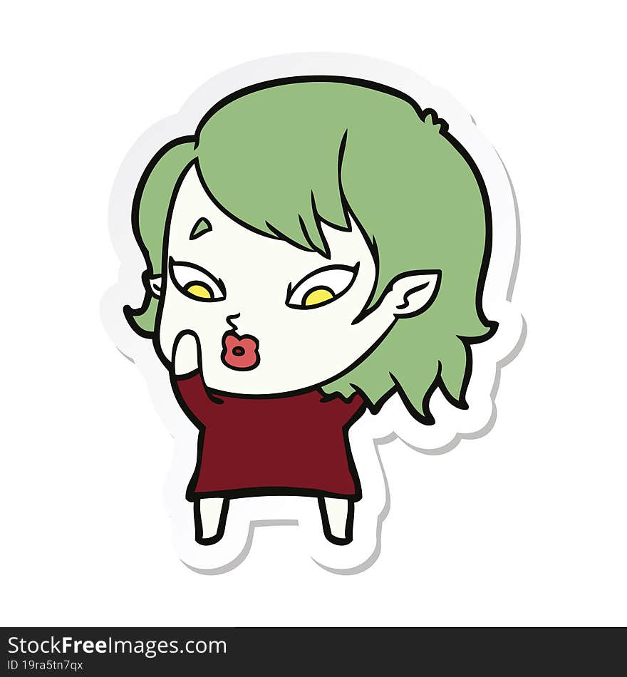 sticker of a cute cartoon vampire girl