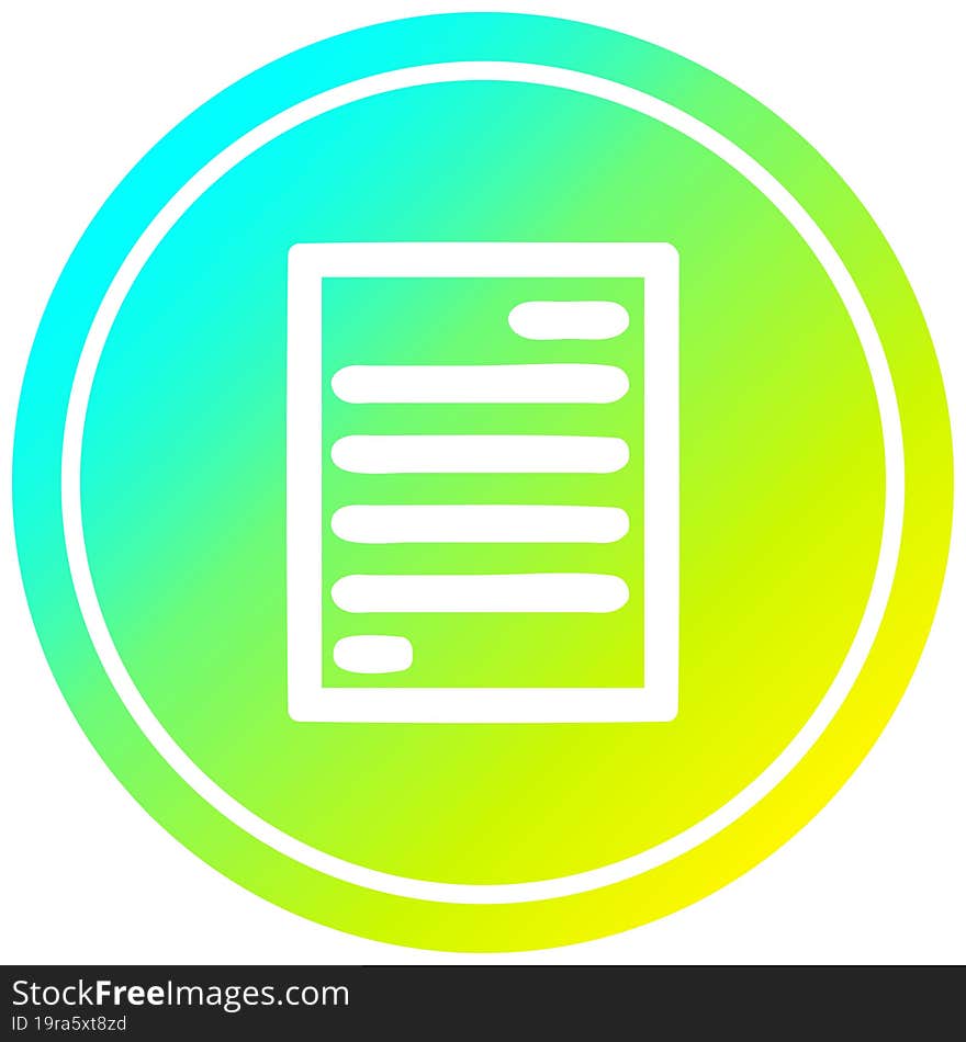 official document circular in cold gradient spectrum