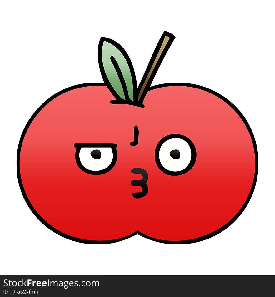 gradient shaded cartoon red apple