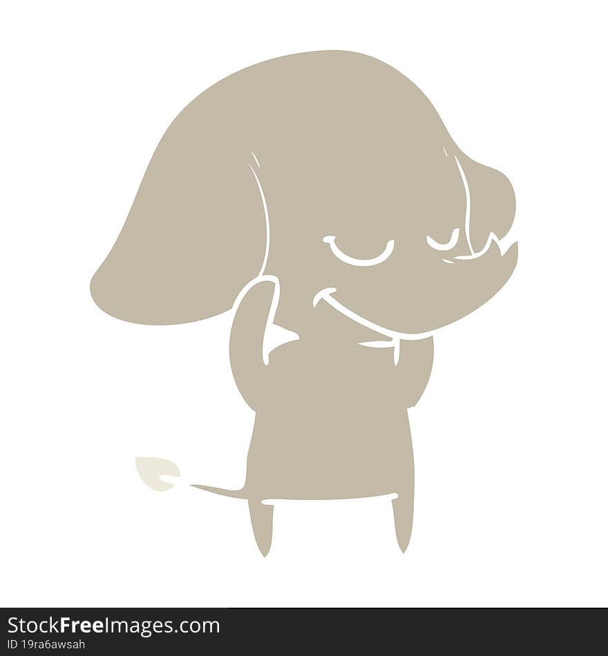 flat color style cartoon smiling elephant