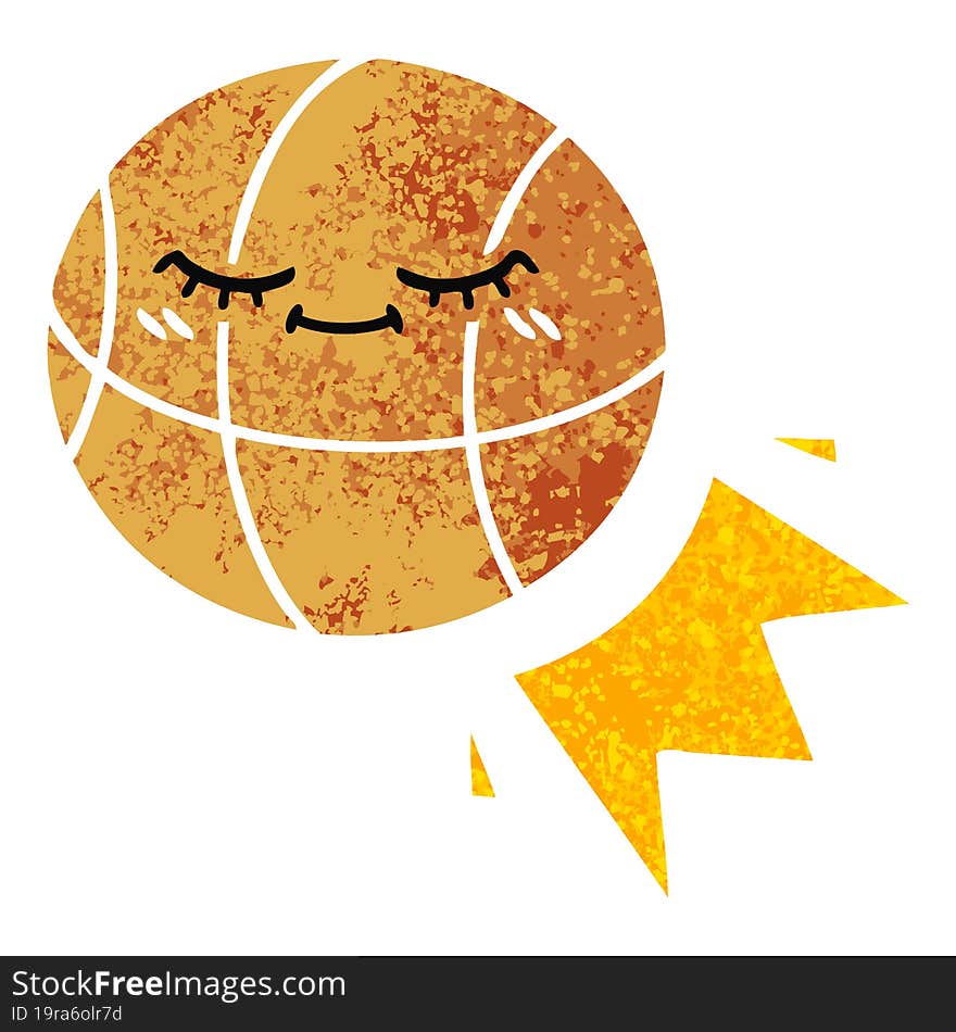 retro illustration style cartoon basketball