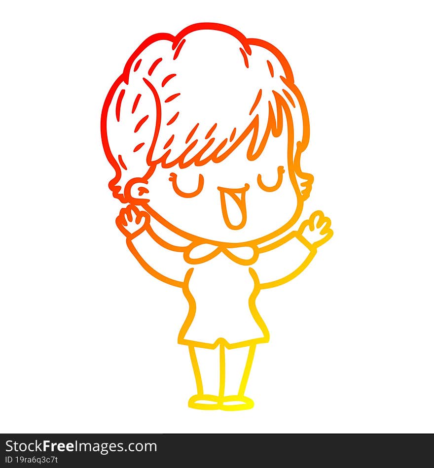 warm gradient line drawing cartoon woman talking